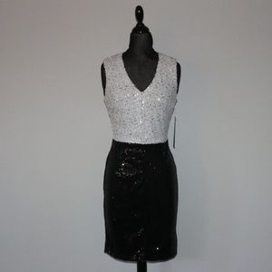 Black and white sequined cocktail dress - NWT